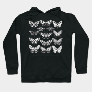 Moth collection butterfly goblincore goth cottagecore black and white design Hoodie